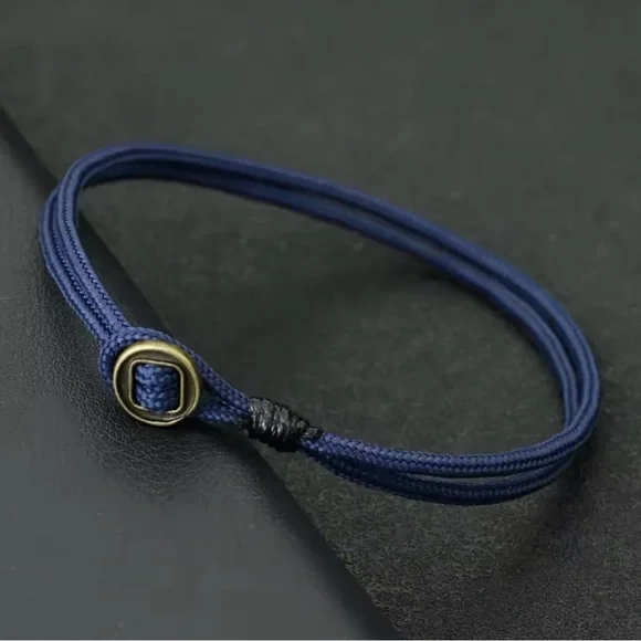 Minimalist Mens String Bracelet Double Layer Blue 8.8” - Picture 3 of 8